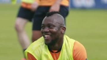 Ibrahim Sissoko, en un entrenamiento con el Deportivo.