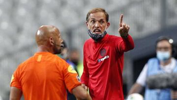 Saint Denis (France), 24/07/2020.- Paris Saint Germain head coach Thomas Tuchel reacts during the Coupe de France final soccer match between Paris Saint Germain (PSG) and Saint Etienne (ASSE) in Saint-Denis, near Paris, France, 24 July 2020. (Francia) EFE