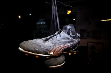 Diego Armando Maradona's Puma boots, in his first house in La Paternal, Buenos Aires