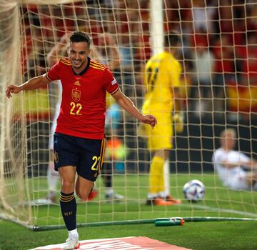 2-0. Pablo Sarabia celebra el segundo gol.