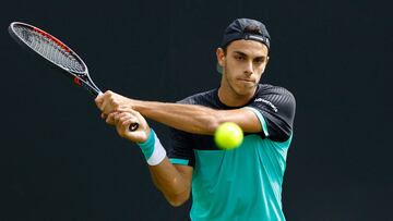 Tennis - Eastbourne International - Devonshire Park Lawn Tennis Club, Eastbourne, Britain - June 21, 2022 Argentina's Francisco Cerundolo in action during his round of 32 match against Tommy Paul of the U.S. Action Images via Reuters/Andrew Boyers