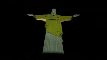 El Cristo Redentor de Río de Janeiro con la camiseta del Villarreal.