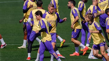 Jugadores del Real Madrid durante un entrenamiento.