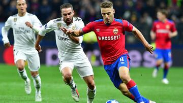 Carvajal, en el partido ante el CSKA.