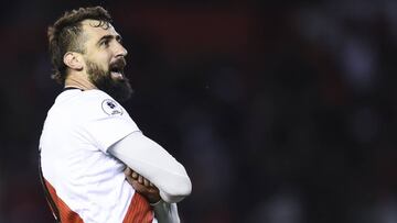 BUENOS AIRES, ARGENTINA - MAY 30:  Lucas Pratto of River Plate celebrates after scoring the second goal of his team  during the second leg match of the final of the CONMEBOL Recopa Sudamericana 2019 between River Plate and Athletico Paranaense at Estadio Monumental Antonio Vespucio Liberti on May 30, 2019 in Buenos Aires, Argentina. (Photo by Marcelo Endelli/Getty Images)