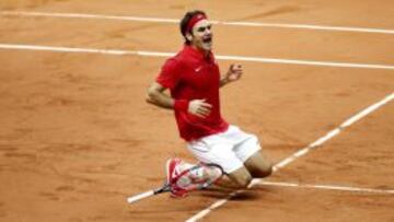 Federer, despu&eacute;s de ganar el &uacute;ltimo punto.