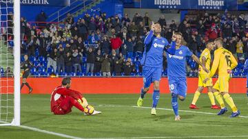 Jorge Molina celebra su tanto ante el Espanyol.