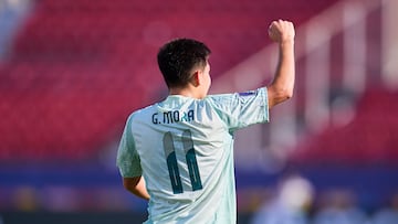 Gilberto Mora celebrates his goal 0-1 of Mexico during FIFA U-20 Mens World Cup Chile 2025 match between Spain and Mexico (Mexican National team) as part Group-C at Estadio Nacional Julio Martinez Pradanos, on October 01, 2025 in Santiago, Chile.