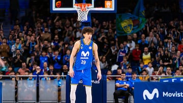 Hugo López, pívot del Movistar Estudiantes, ante el Flexicar Fuenlabrada.