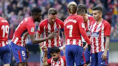 Los jugadores del Atl&eacute;tico celebran un gol. 