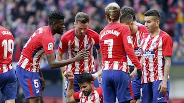 Los jugadores del Atl&eacute;tico celebran un gol. 