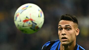 Inter Milan's Argentine forward #10 Lautaro Martinez runs for the ball during the Italian Serie A football match between Inter and AC Milan at San Siro stadium in Milan, on September 22, 2024. (Photo by Gabriel BOUYS / AFP)