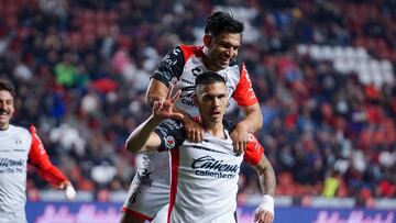Uros Durdevic celebrates his goal 3-4 on Hat- Trick of Atlas during the 11th round match between Tijuana and Atlas as part of the Liga BBVA MX, Torneo Clausura 2025 at Caliente Stadium, on March 09, 2025 in Tijuana, Baja California, Mexico.