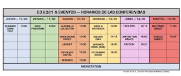 E3 2021 &mdash; Horarios para Ciudad de M&eacute;xico