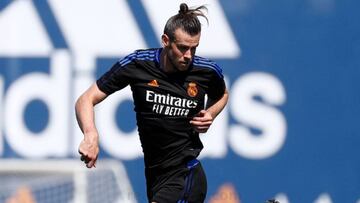 Bale, en un entrenamiento con el Madrid.