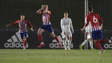 Garcés, tras anotar el 0-1 en el Castilla-Atlético B.