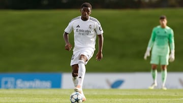 Ariel Nkoghe, en acción con el Juvenil A del Real Madrid.