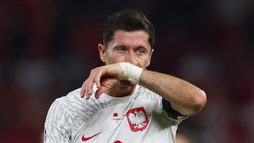 Soccer Football - Euro 2024 Qualifier - Group E - Albania v Poland - Air Albania Stadium, Tirana, Albania - September 10, 2023 Poland's Robert Lewandowski looks dejected after the match REUTERS/Florion Goga