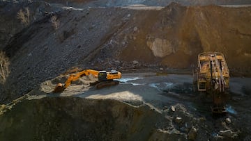 A drone view shows the open pit mine of Zavallievsky Graphite, amid Russia’s attack on Ukraine, in Zavallia, Ukraine, February 10, 2025. REUTERS/Thomas Peter