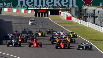 Salida del GP de Japón de F1 2019.