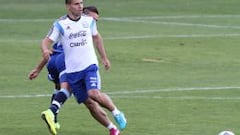 Ag&uuml;ero, durante un entreno.