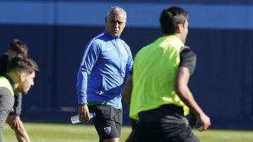 Pellicer, durante un entrenamiento del M&aacute;laga.