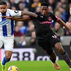 Discreto partido de Yerry Mina en la derrota de Everton