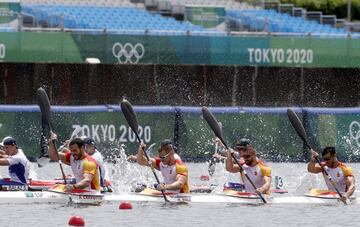 Saúl Craviotto, Marcus Walz, Carlos Arévalo y Rodrigo Germade durante la final. 