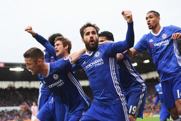 Cesc Fabregas lifted the Premier League with Chelsea.