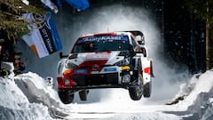 Kalle Rovanpera (FIN) and Jonne Halttunen (FIN) of team Toyota Gazoo Racing are performing during World Rally Championship Sweden in Umea, Sweden on February 26, 2022 // Jaanus Ree / Red Bull Content Pool // SI202202260054 // Usage for editorial use only // 