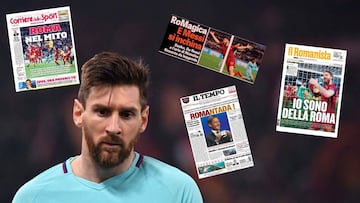 Messi con la mirada perdida tras la derrota en Roma