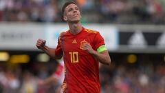 Dani Olmo, en un partido con Espa&ntilde;a.