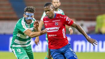 Larry Angulo durante el partido entre Medell&iacute;n y Equidad por Liga &Aacute;guila I-2019.