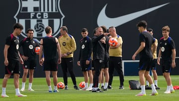 Flick, en un entrenamiento con la plantilla.