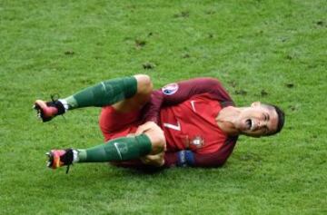 Cristiano Ronaldo se lesionó durante la final de la Eurocopa contra Francia. 