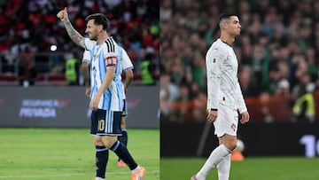 Mientras el argentino despidió el año con una victoria contra Angola, el lusitano fue expulsado ante Irlanda y se perderá el cierre de las Eliminatorias de la UEFA.