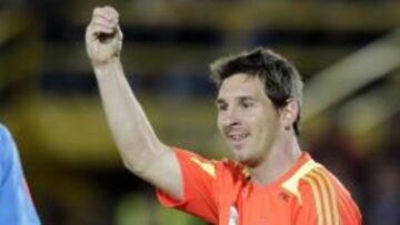 Messi en uno de los partido ben&eacute;ficos Messi y sus amigos contra El Resto del Mundo.