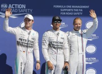 Nico Rosberg, Lewis Hamilton y Valtteri Bottas.