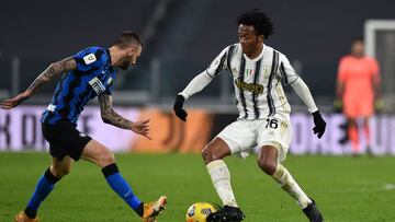 Juan Guillermo Cuadrado en un partido de Copa Italia entre Juventus e Inter