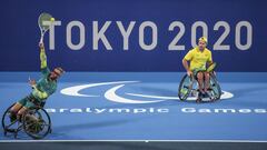 TOKYO, JAPAN - AUGUST 23: Members of Team Australia during a Australia Wheelchair Tennis practice Session ahead of the Tokyo 2020 Paralympic Games at Ariake Tennis Park on August 23, 2021 in Tokyo, Japan. (Photo by Yuichi Yamazaki/Getty Images for Interna