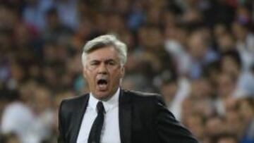 Ancelotti, gritando durante el partido.