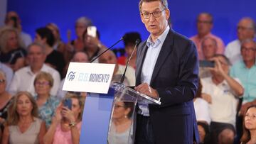 El líder del Partido Popular, Alberto Núñez Feijóo durante un acto de campaña del PP, a 18 de julio de 2023, en Palma de Mallorca, Mallorca, Baleares (España). El PP ganó en las Islas Baleares en las pasadas elecciones del 28M con 25 escaños frente a los 18 del PP, obteniendo así la presidencia del Govern balear. Este es uno de los actos de la campaña electoral del Partido Popular de cara a las elecciones del 23 de julio.
18 JULIO 2023
Isaac Buj / Europa Press
18/07/2023