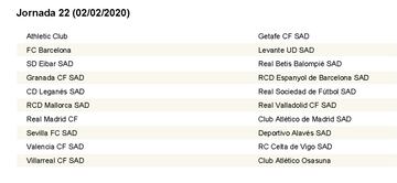 Complete LaLiga fixture list 2019/2020