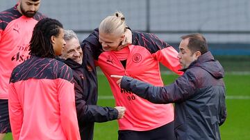Haaland, durante el entrenamiento de ayer.