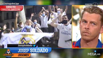 La fiesta madridista en Canaletas: Jota Jordi no podía ni mirar y les advirtió...