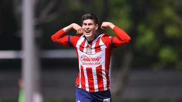 Armando Gonzalez celebrates his goal of Guadalajara during the game America vs Guadalajara, corresponding to Round 08 of the U-23 Forces Basics, Torneo Apertura 2023 of the Liga BBVA MX, at Club America, on September 16, 2023.
<br><br>
Armando Gonzalez celebra su gol de Guadalajara Guadalajara durante el partido America vs Guadalajara, correspondiente a la Jornada 08 de Fuerzas Basicas Sub-23 del Torneo Apertura 2023 de la Liga BBVA MX, en el Club America, el 16 de Septiembre de 2023.