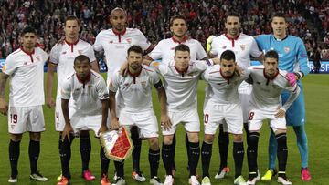 Formación del Sevilla ante el Liverpool.