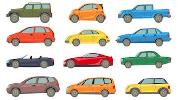 Automobiles models flat icon collection