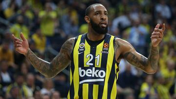 ISTANBUL, TURKEY - MARCH 04: Derrick Williams, #21 of Fenerbahce Beko Istanbul in action during the 2019/2020 Turkish Airlines EuroLeague Regular Season Round 27 match between Fenerbahce Beko Istanbul and Crvena Zvezda mts Belgrade at Ulker Sports Arena on March 04, 2020 in Istanbul, Turkey. (Photo by Tolga Adanali/Euroleague Basketball via Getty Images)
