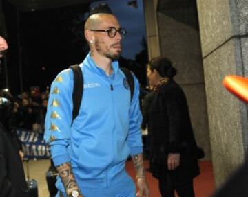 Llegada del Nápoles al hotel. Hamsik.